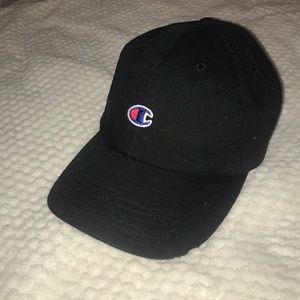 Black champion hat.